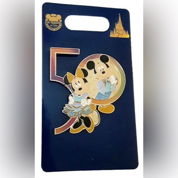 Disney Parks WDW 50th Celebration 2021 Mickey/Minnie Iridescent Trading Pin NEW! - Picture 1 of 3